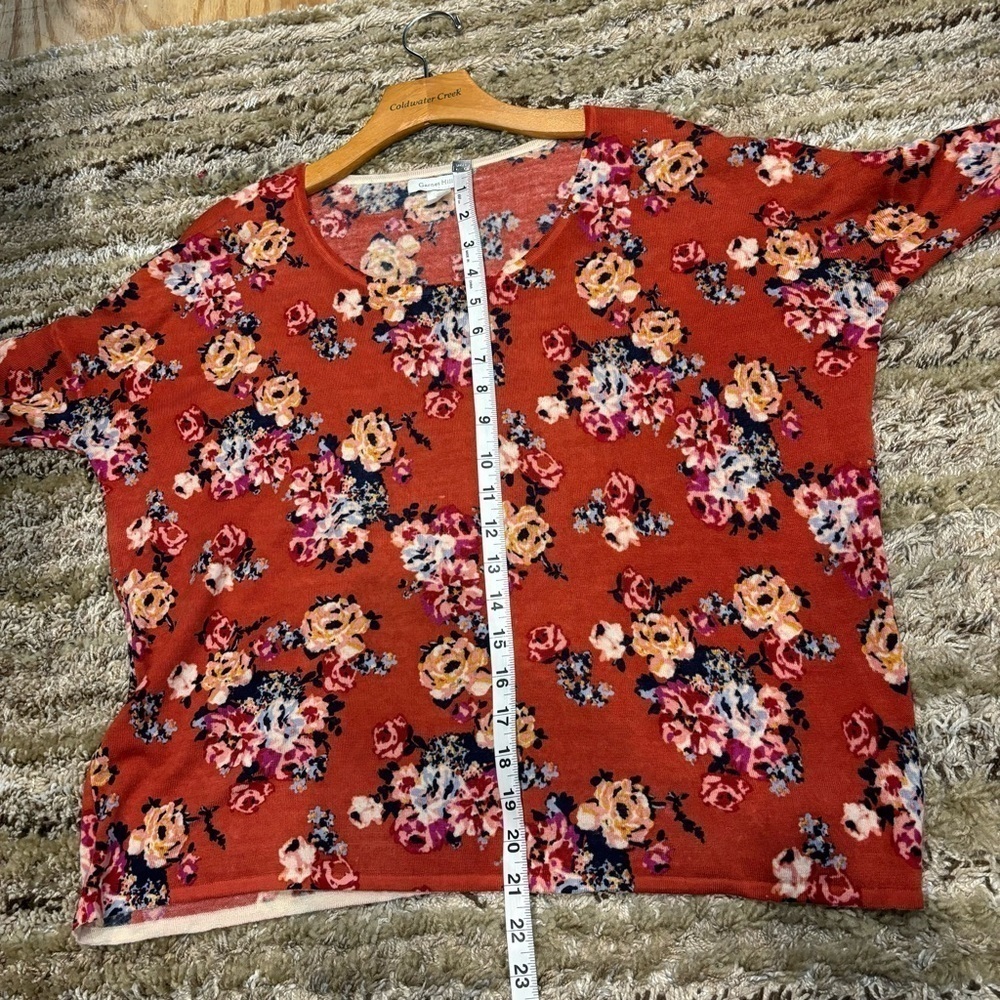 Garnet Hill Signature Eco Merino Wool Floral Boxy Sweater Medium - Picture 10 of 12